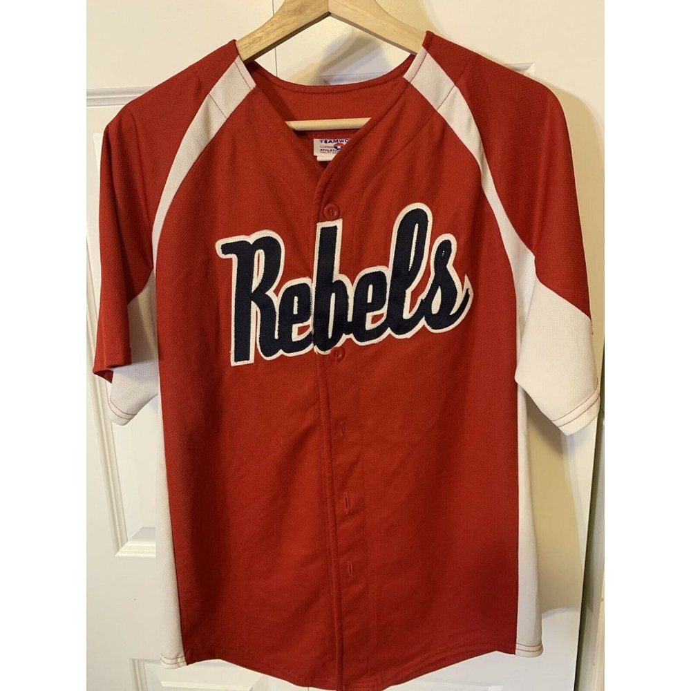 Teamwork REBELS Men’s Sz L 34-36 Baseball jersey no 14 red blue white